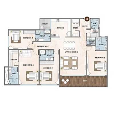 Kolte Patil Sinhagad Road 3 BHK Floor Plan